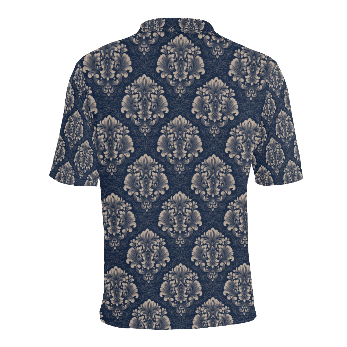 Damask Blue Luxury Print Pattern Men Polo Shirt
