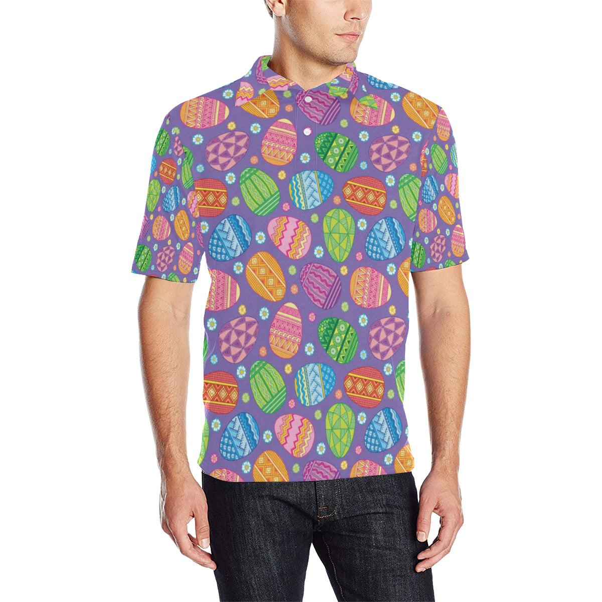 Easter Eggs Pattern Print Design RB010 Men Polo Shirt