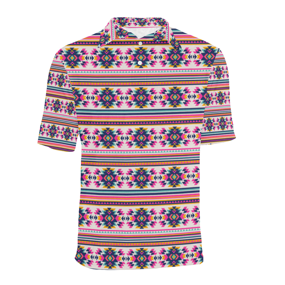 Indian Navajo Neon Themed Design Print Men Polo Shirt