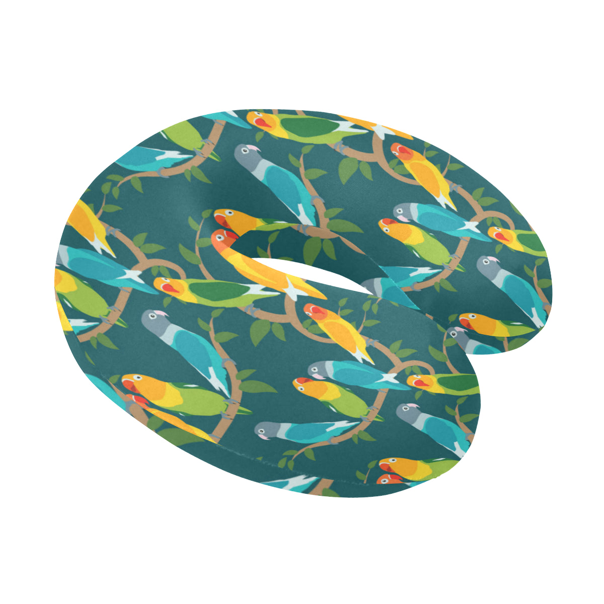 Lovebird Pattern Print Design 02 U-Shaped Travel Neck Pillow