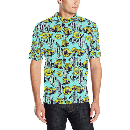 Angelfish Pattern Print Design 02 Men Polo Shirt