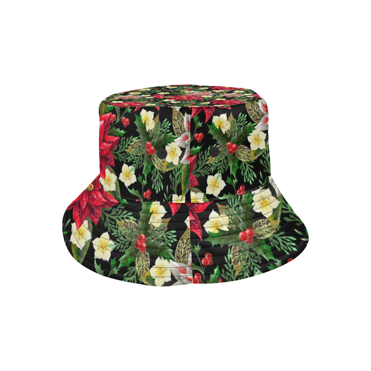 Poinsettia Pattern Print Design POT05 Unisex Bucket Hat