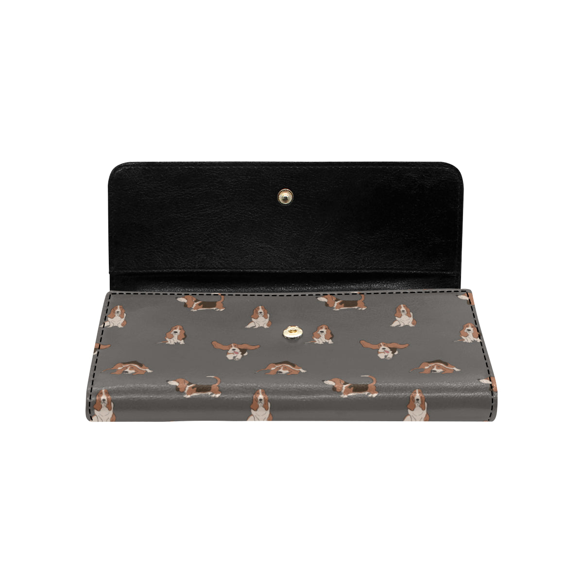 Basset Hound Pattern Print Design 03 Women's Trifold Wallet