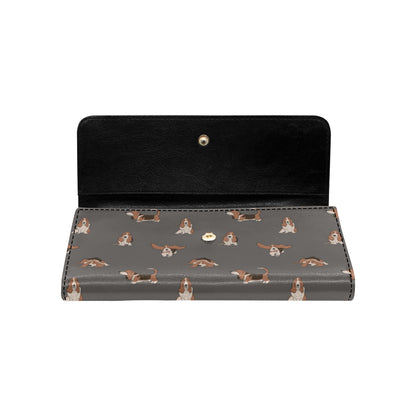 Basset Hound Pattern Print Design 03 Women's Trifold Wallet