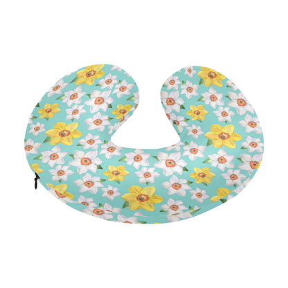 Daffodils Pattern Print Design 02 U-Shaped Travel Neck Pillow