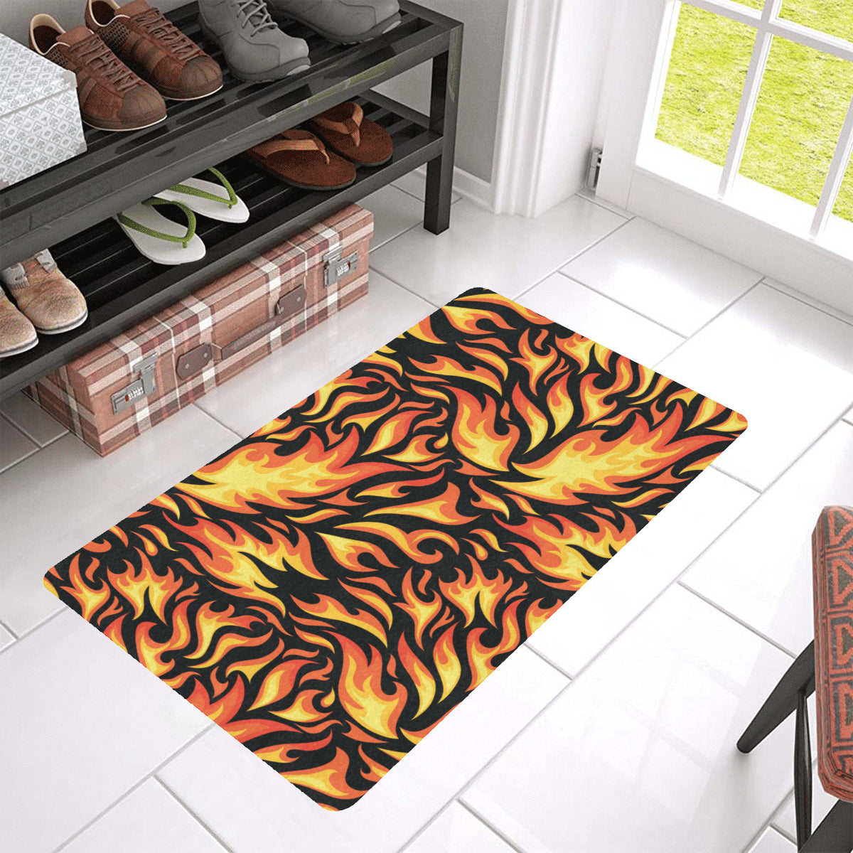 Flame Fire Design Pattern Rubber Doormat