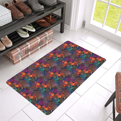 Rooster Print Style Rubber Doormat