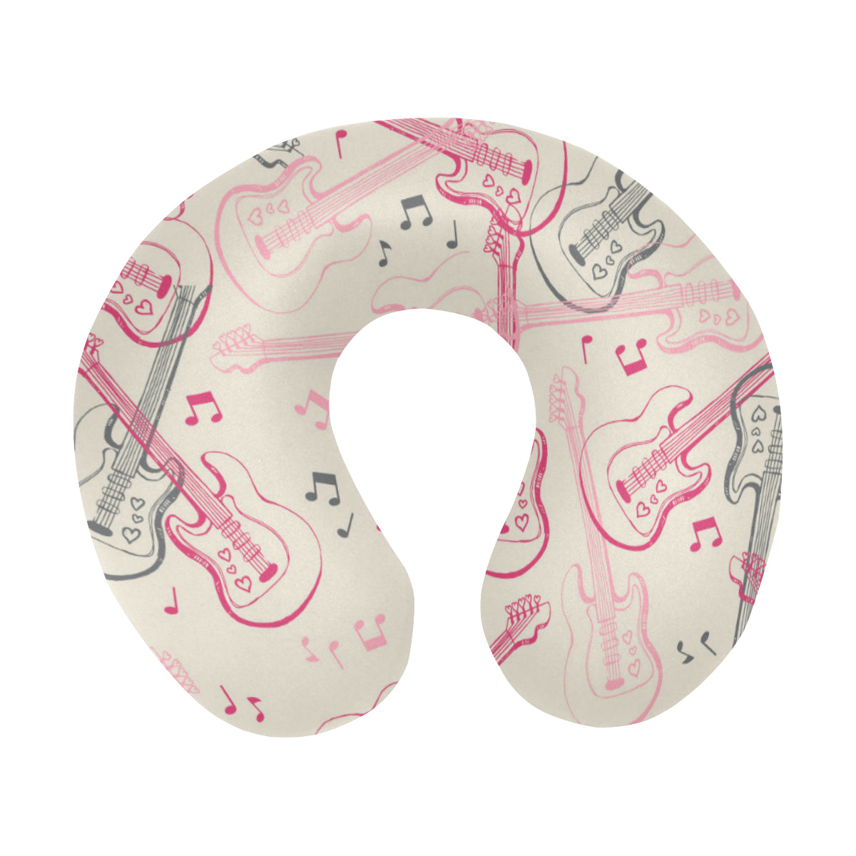 Bass Guitar Pattern Print Design 02 U-Shaped Travel Neck Pillow