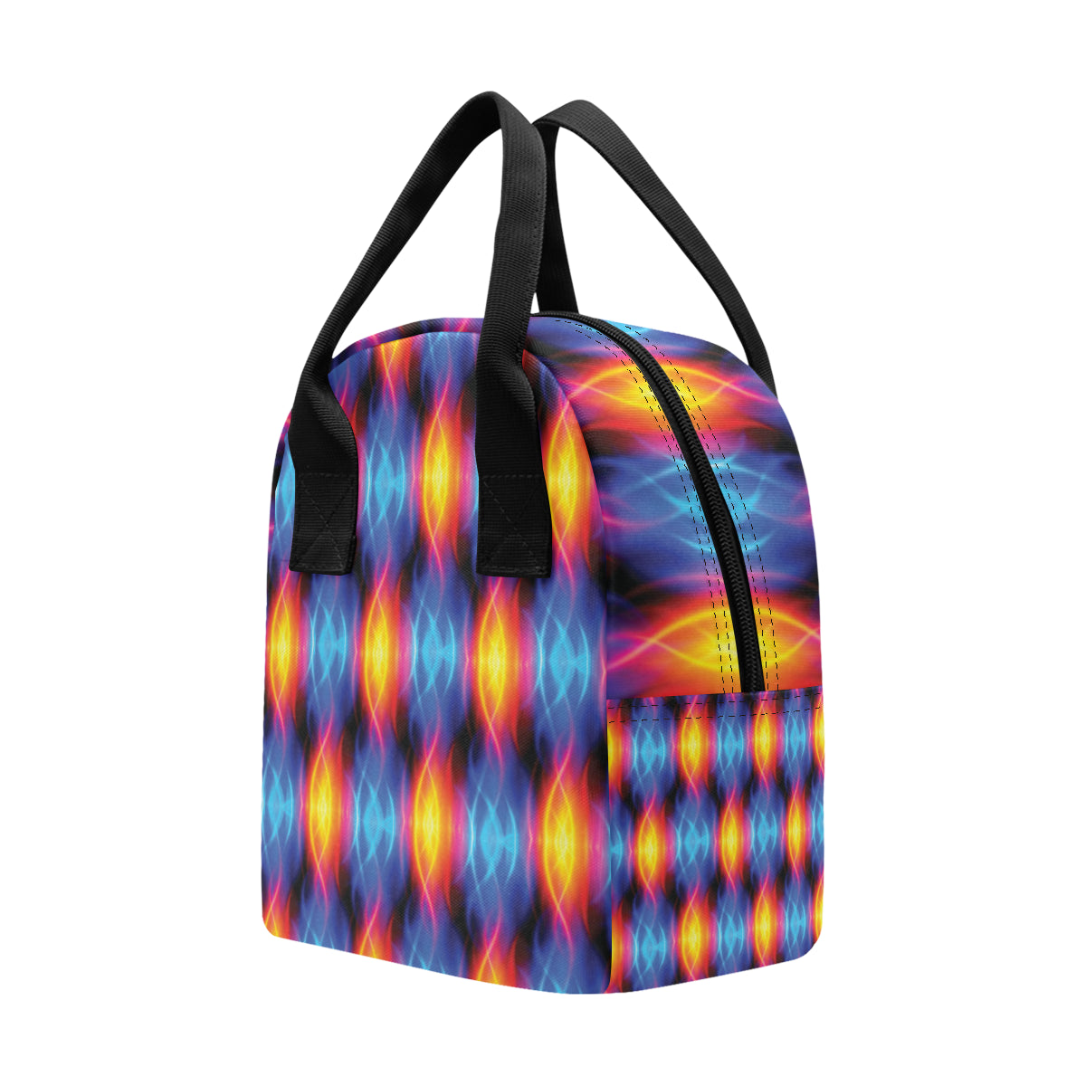Flame Fire Blue Design Print Insulated Lunch Bag