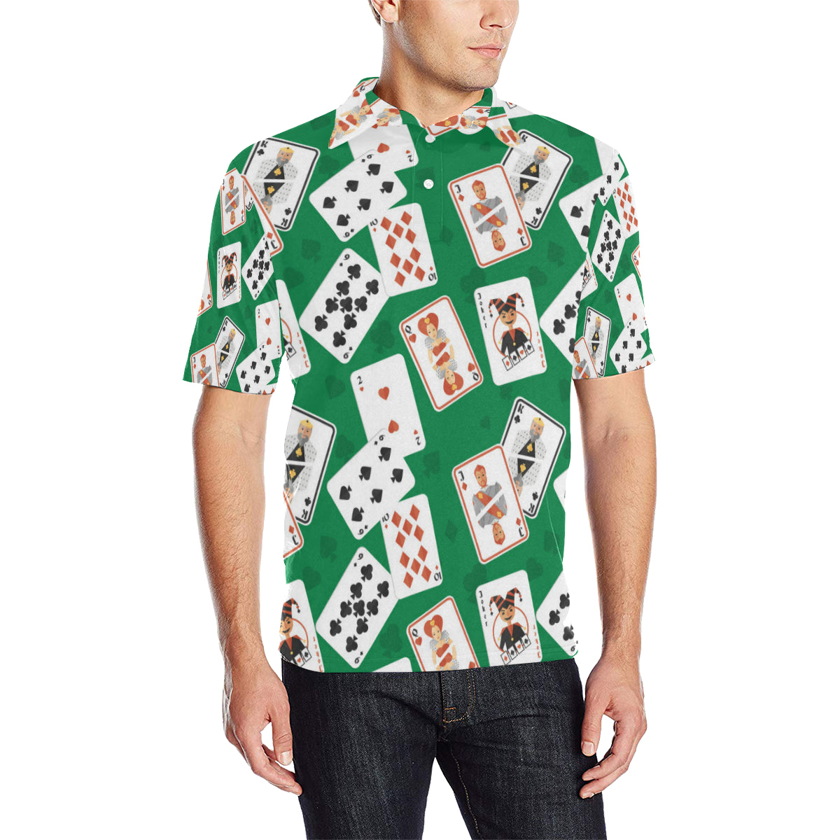 Poker Cards Pattern Print Design A03 Men Polo Shirt