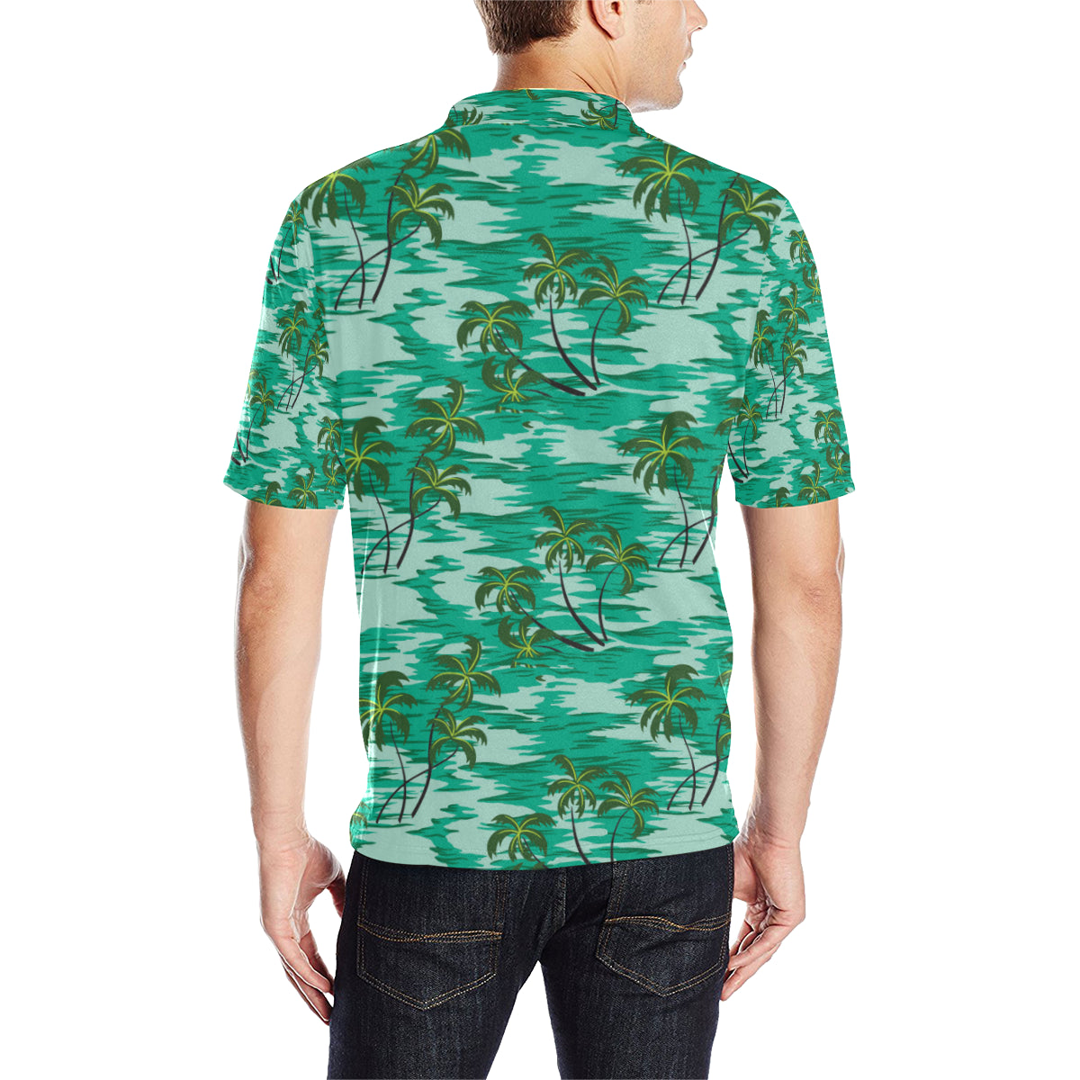 Palm Tree Pattern Print Design A01 Men Polo Shirt