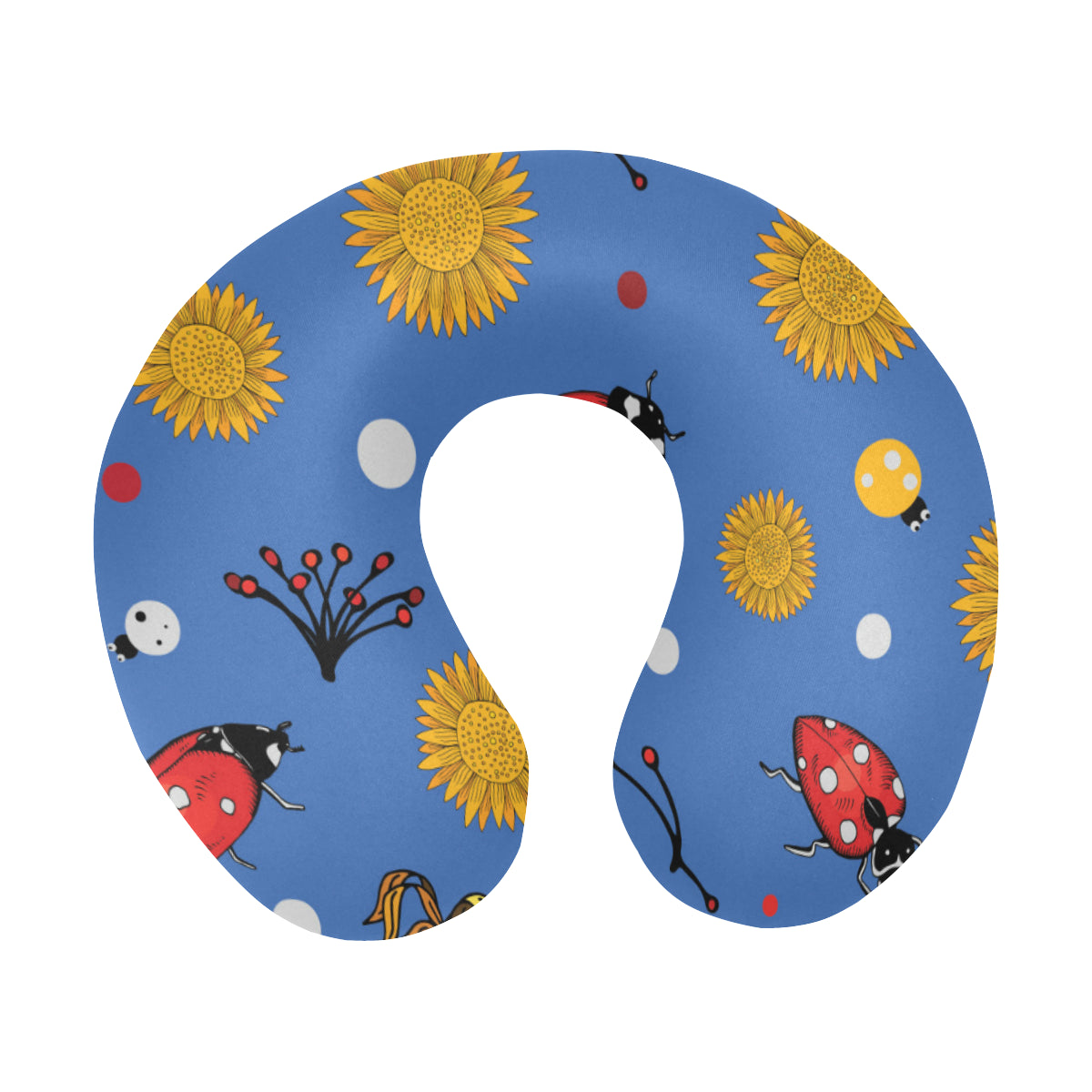Ladybug Pattern Print Design 05 U-Shaped Travel Neck Pillow