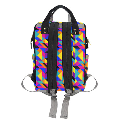 90s Colorful Pattern Print Design 1 Diaper Bag Backpack