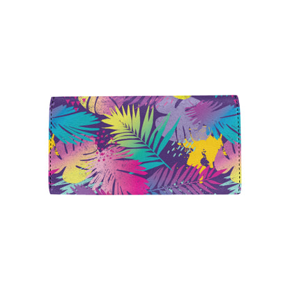 Palm Leaf Pattern Print Design A04 Women's Trifold Wallet