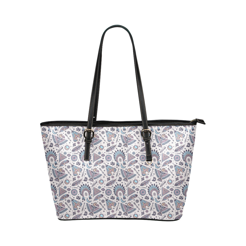Eagles Native American Indian Symbol Leather Tote Bag