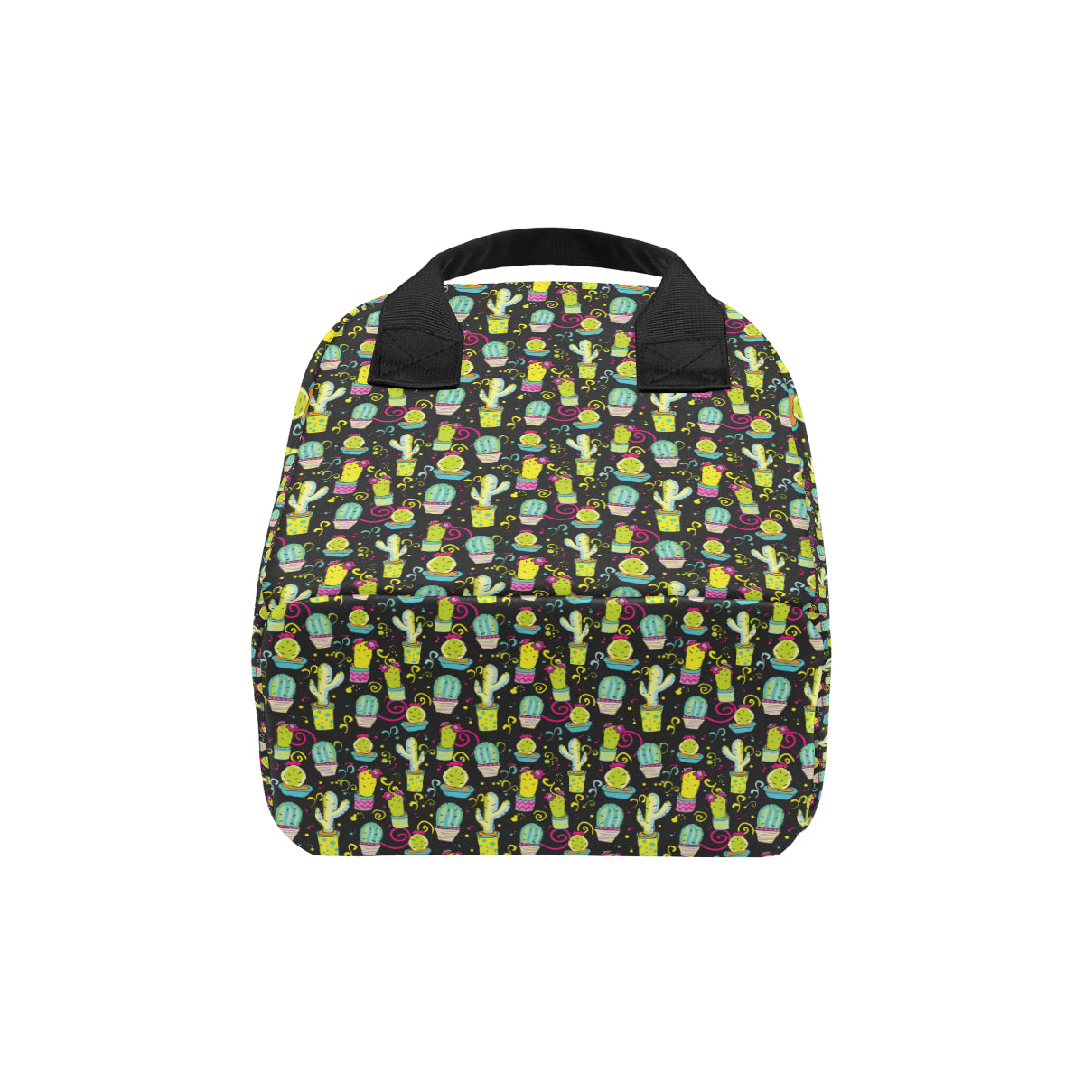 Cactus Neon Style Print Pattern Insulated Lunch Bag
