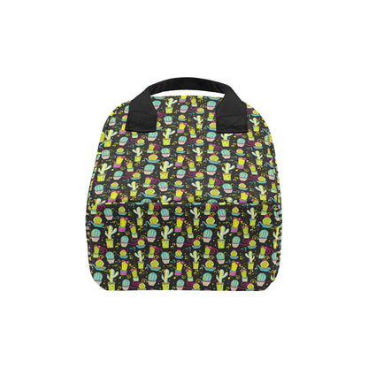 Cactus Neon Style Print Pattern Insulated Lunch Bag
