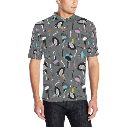Ostrich Pattern Print Design 01 Men Polo Shirt