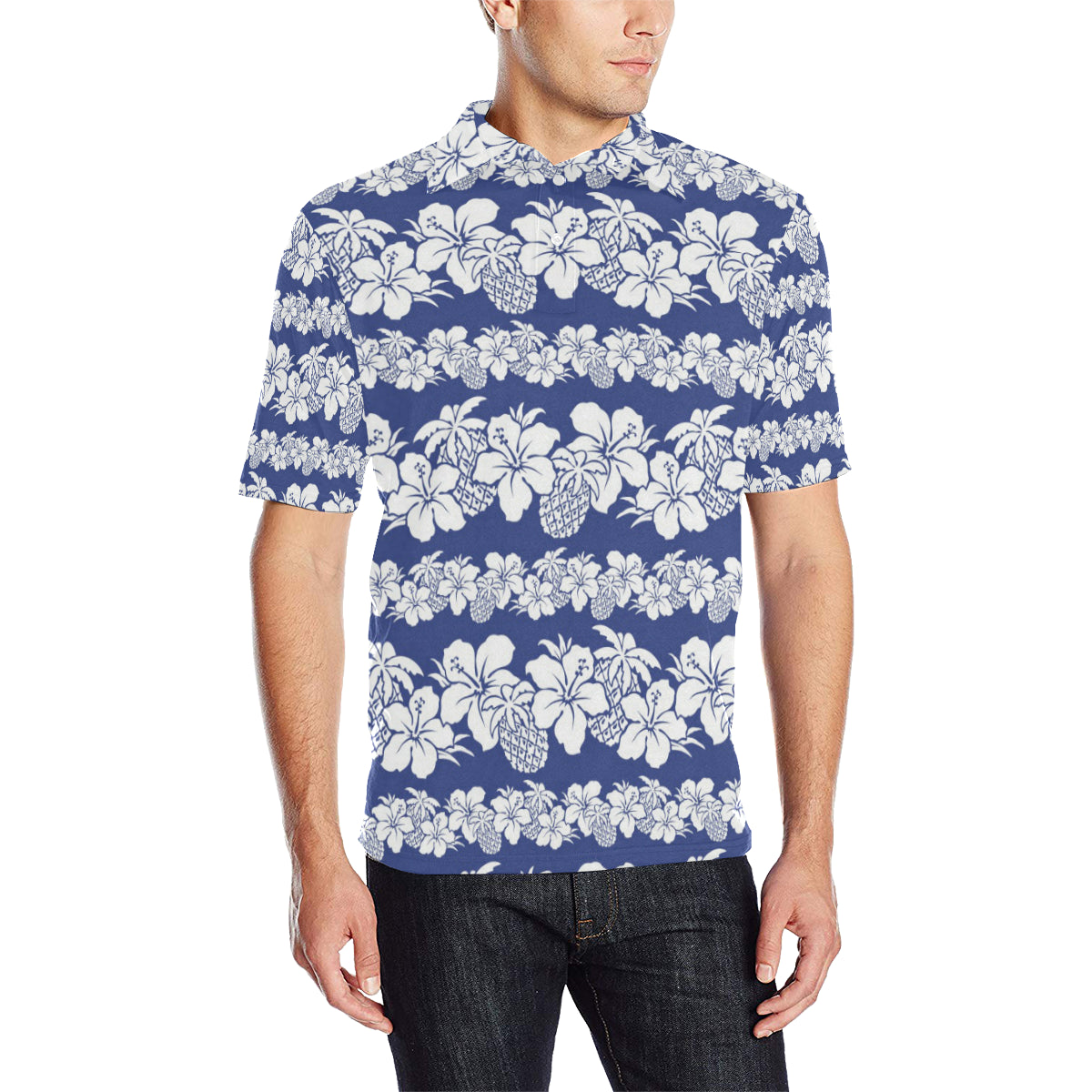 Hawaiian Themed Pattern Print Design H07 Men Polo Shirt