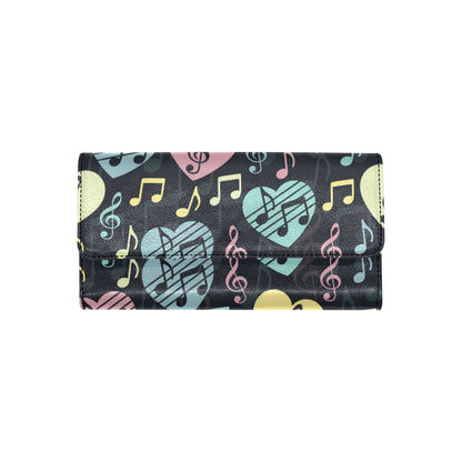 Music note Pattern Print Design A03 Women's Trifold Wallet