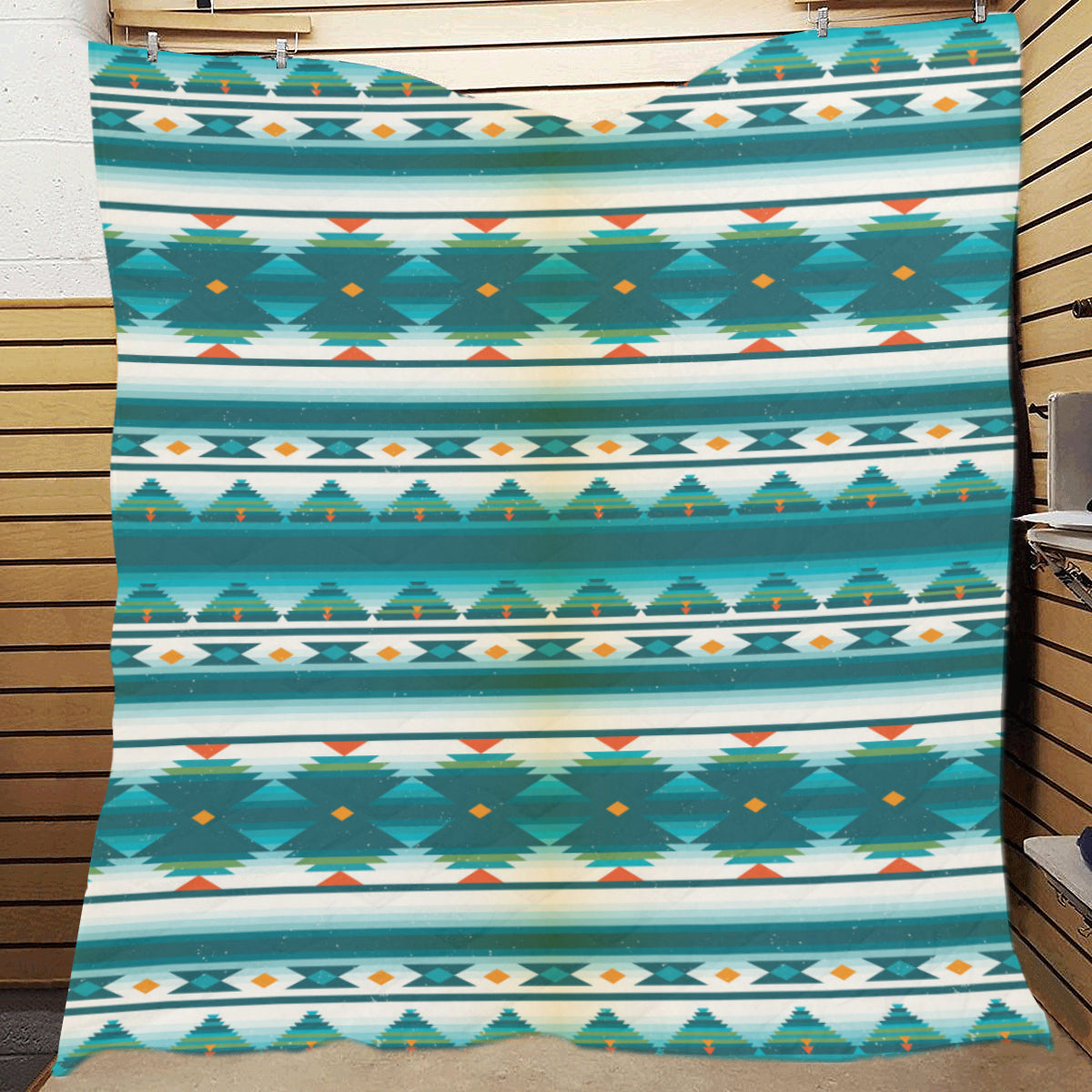 Blue Tribal Aztec Premium Quilt