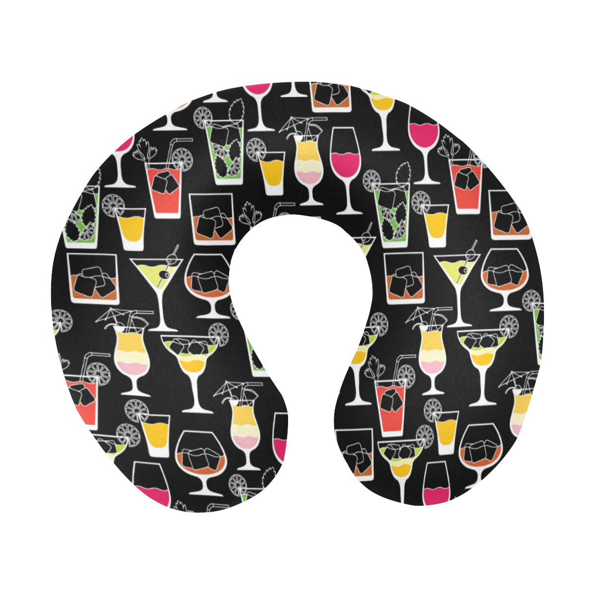 Cocktail Pattern Print Design 01 U-Shaped Travel Neck Pillow