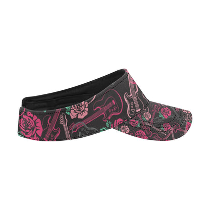 Bass Guitar Pink Rose Pattern Print Design 01 Unisex Sun Visor