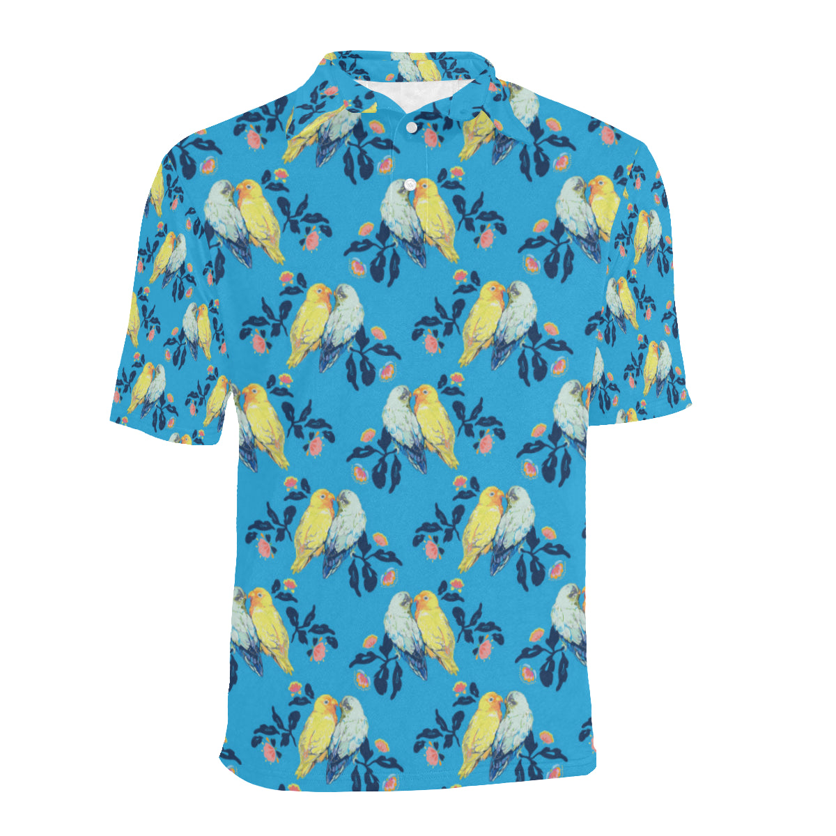 Lovebird Pattern Print Design 03 Men Polo Shirt