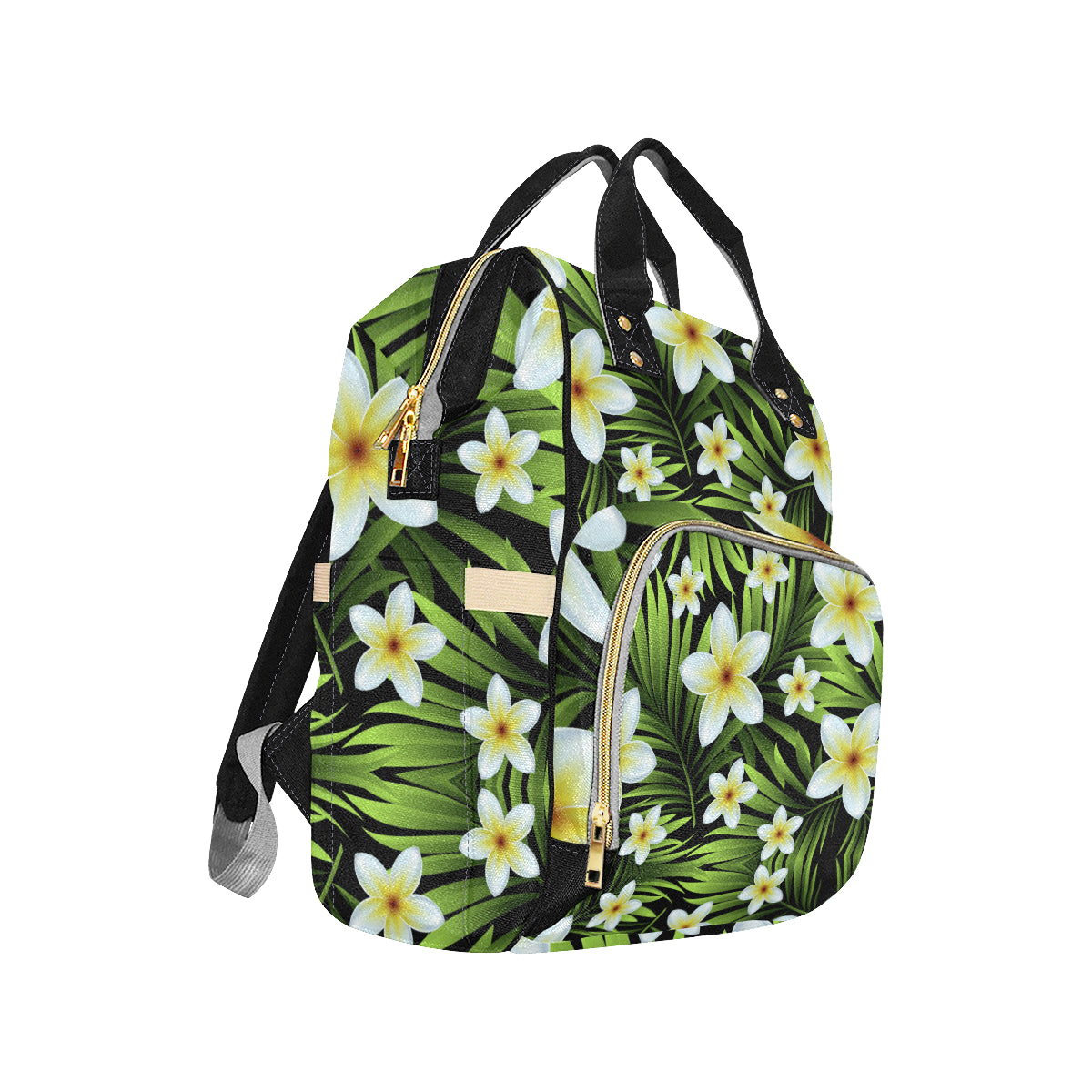 White Plumeria Pattern Print Design PM06 Diaper Bag Backpack