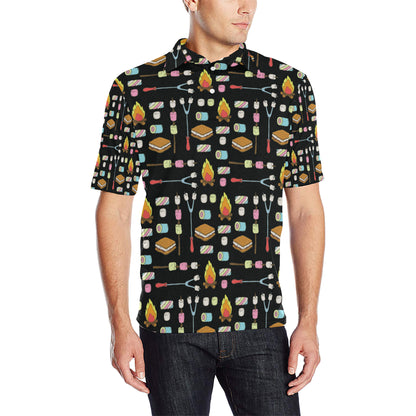 Camping Campfire Marshmallows Men Polo Shirt