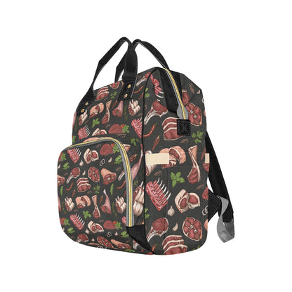 Meat Pattern Print Design 02 Diaper Bag Backpack