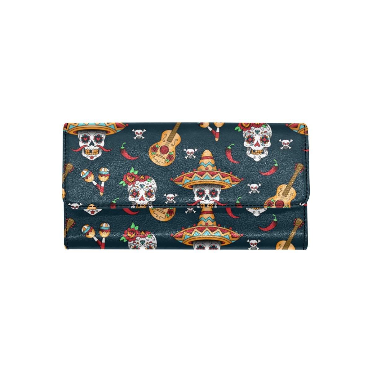 sugar skull Mexican Women's Trifold Wallet