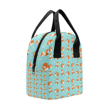 Fox Design Snow Print Pattern Insulated Lunch Bag