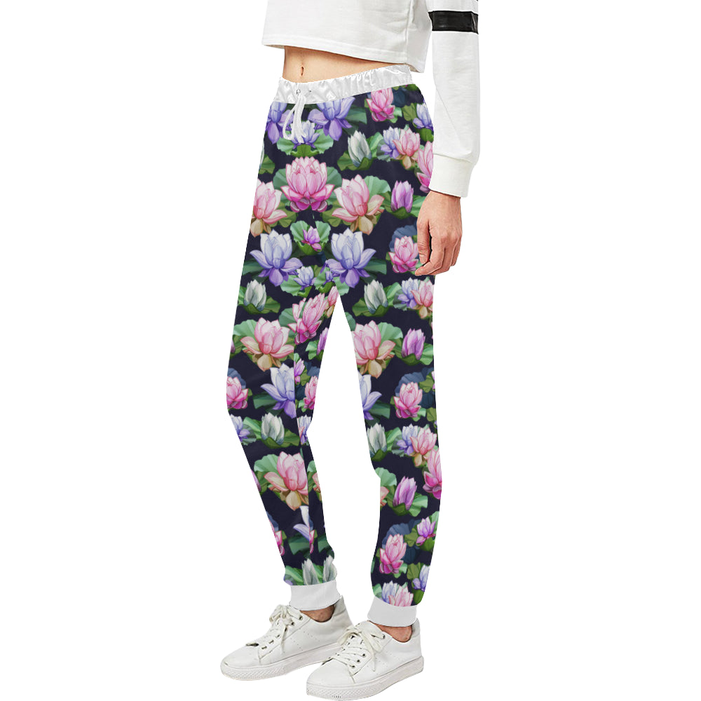 Lotus Flower Print Design Unisex Sweatpants