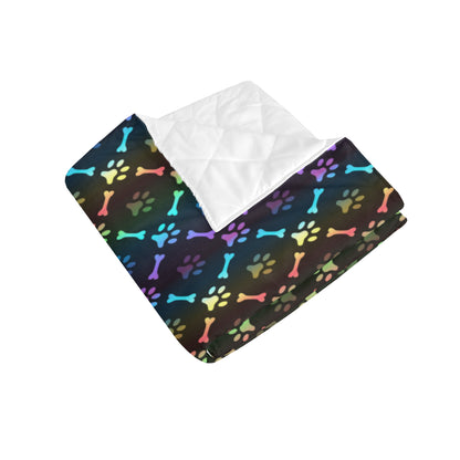 Paw Rainbow Pattern Print Design A01 Premium Quilt