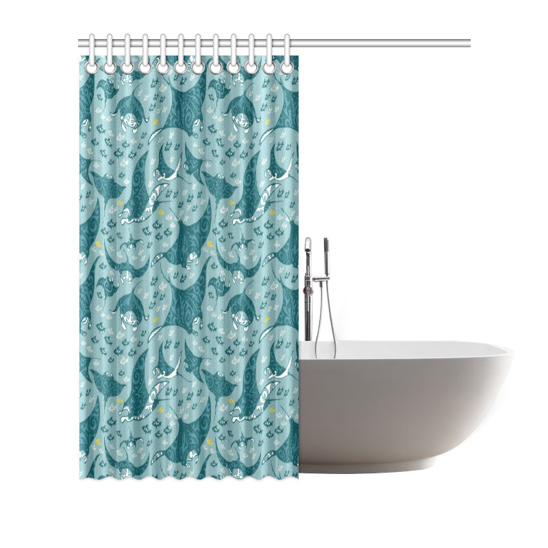 Manta Ray Tribal Pattern Print Design 03 Shower Curtain