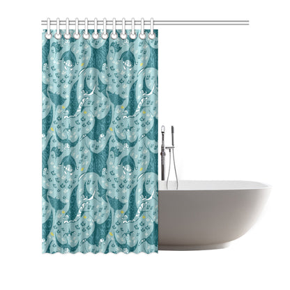 Manta Ray Tribal Pattern Print Design 03 Shower Curtain