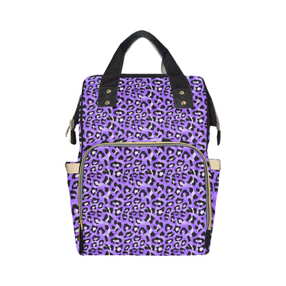 Leopard Purple Skin Print Diaper Bag Backpack