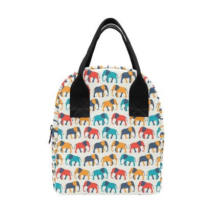 Elephant Colorful Print Pattern Insulated Lunch Bag