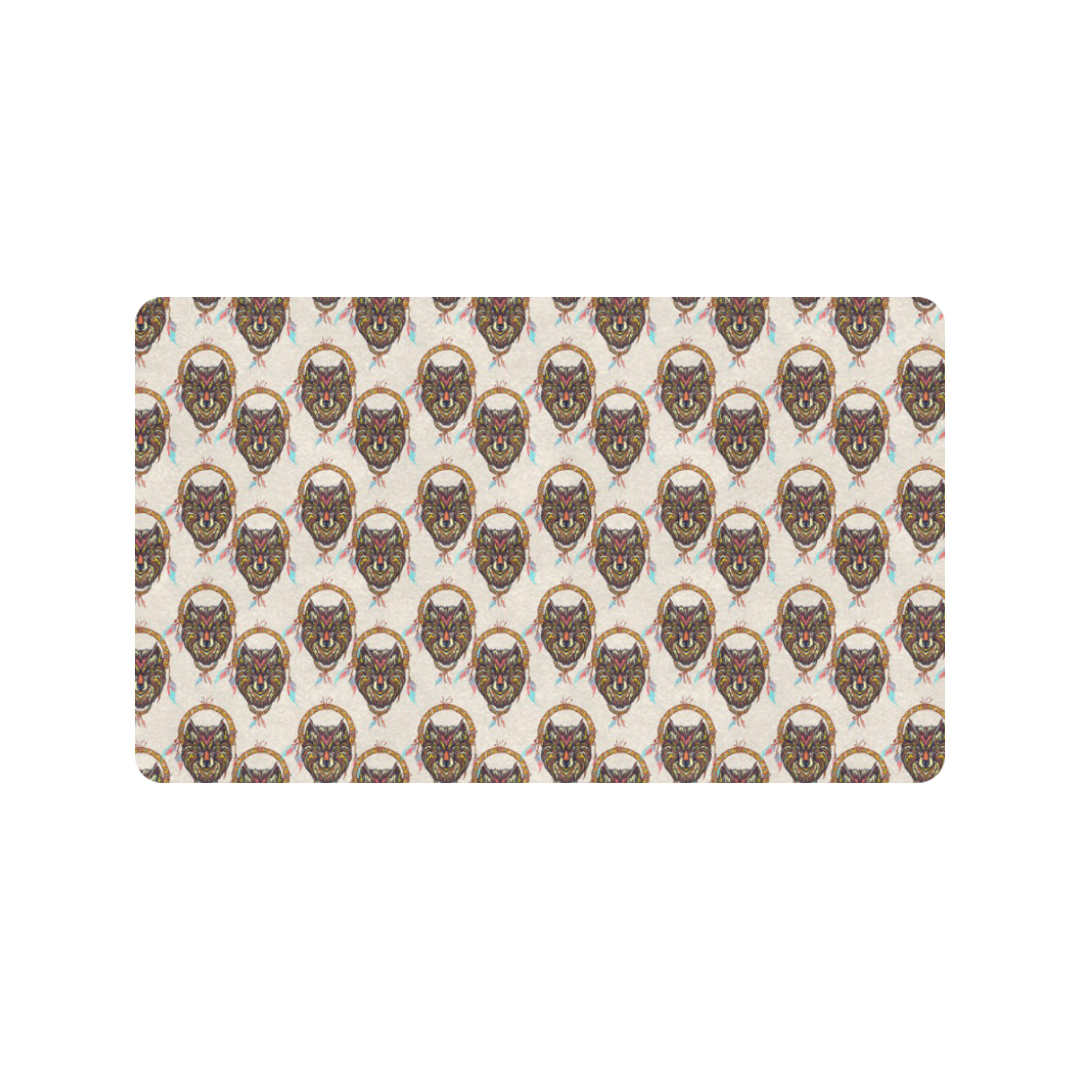Wolf Tribal Dream Catcher Design Print Rubber Doormat