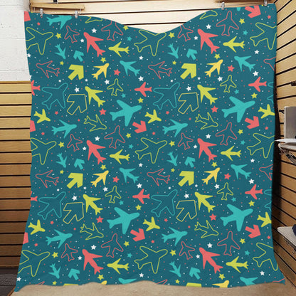 Airplane Pattern Print Design 05 Premium Quilt