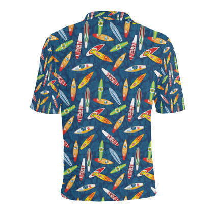 Surfboard Pattern Print Men Polo Shirt