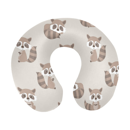 Raccoon Pattern Print Design A05 U-Shaped Travel Neck Pillow