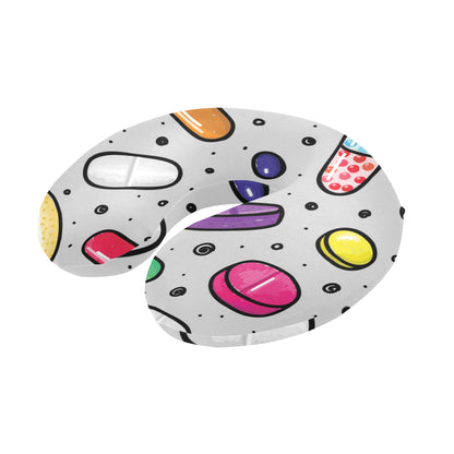 Pill Pattern Print Design A04 U-Shaped Travel Neck Pillow