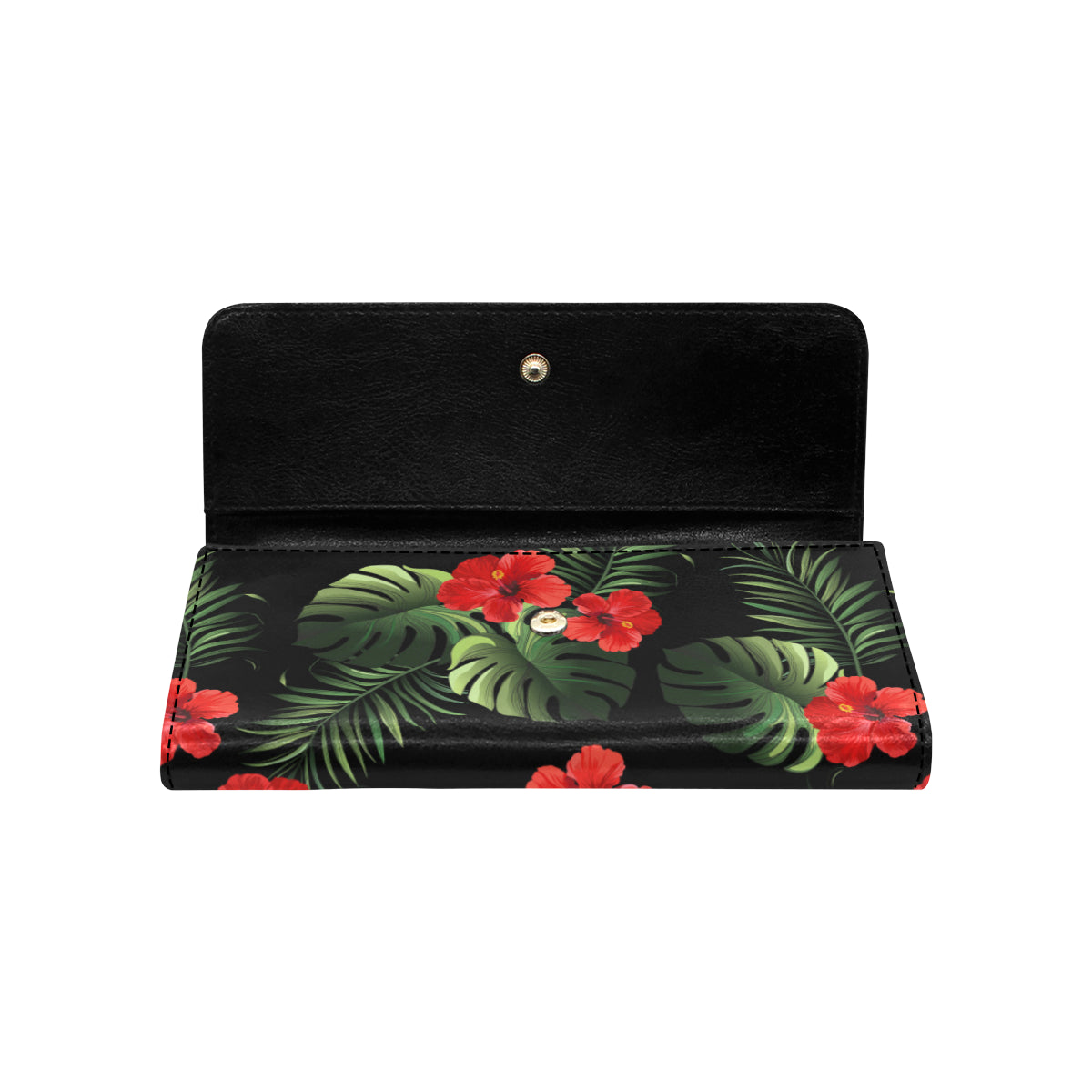 Red Hibiscus Tropical Women's Trifold Wallet