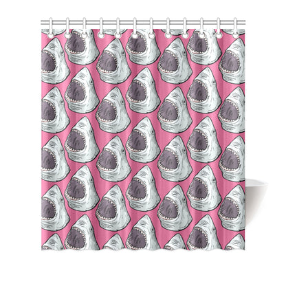Great White Shark Pattern Print Design 01 Shower Curtain