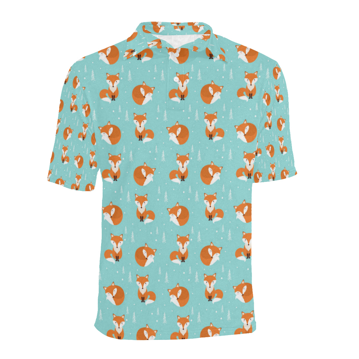Fox Design Snow Print Pattern Men Polo Shirt