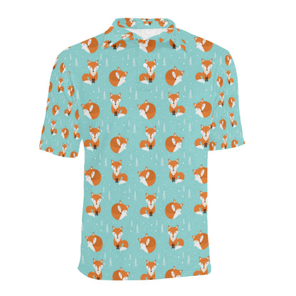 Fox Design Snow Print Pattern Men Polo Shirt