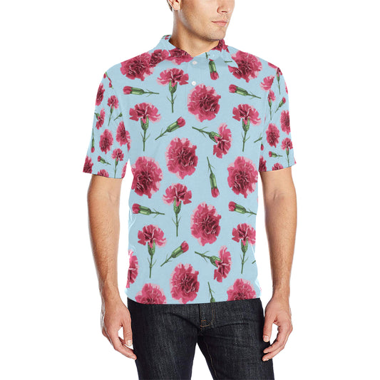 Carnations Pattern Print Design CN01 Men Polo Shirt