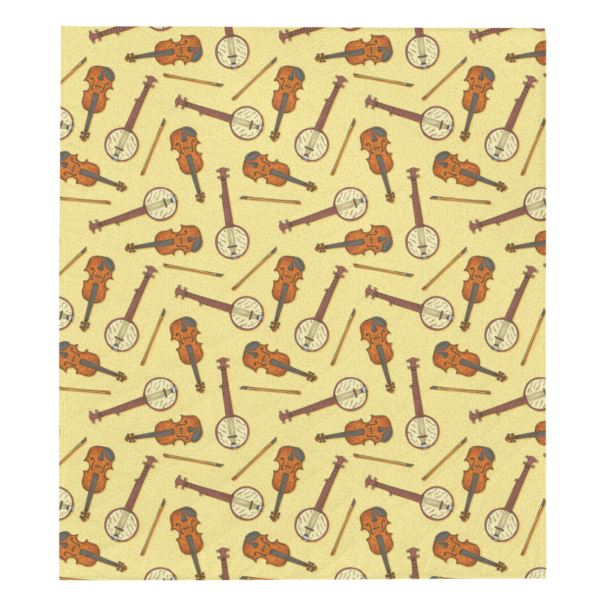 Banjo Violin Pattern Print Design 01 Premium Quilt